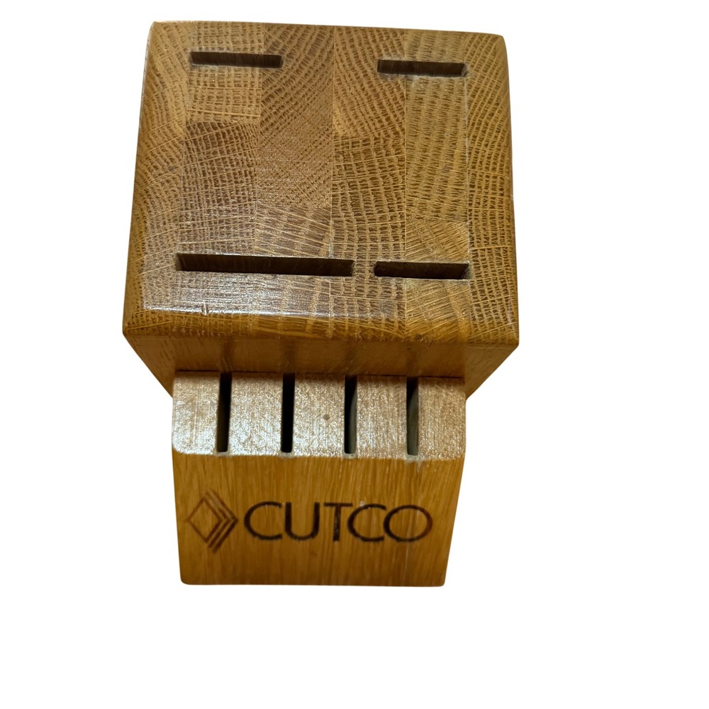 Cutco Oak Wood Knife Block 8 Slot Kitchen Cutlery Storage Organizer